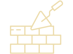 Icon Baurecht: Ziegel und Spachtel