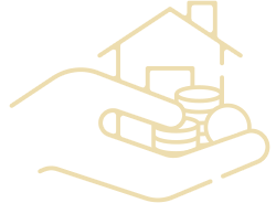 Icon Erbrecht: Offene Hand, Geld, Haus